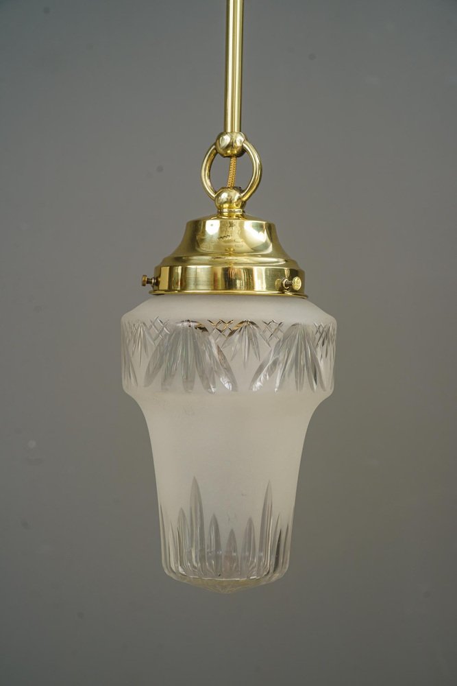 Pendants with Cut Glass Shades, Vienna, 1920s, Set of 4