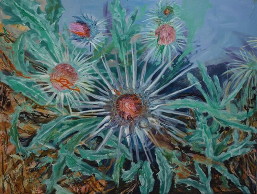 Peny Manavi, Flora Mirabilis, Thistle 3, 2021, Oil & Ink on Canvas-CHG-2025650