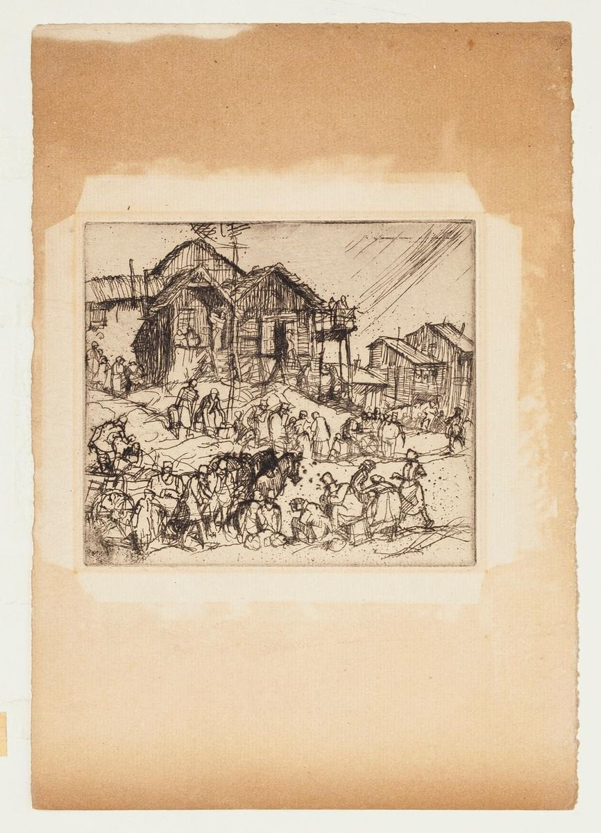 People - Original Etching by F. Brangwyn - Mid 20th Century Mid 20th Century