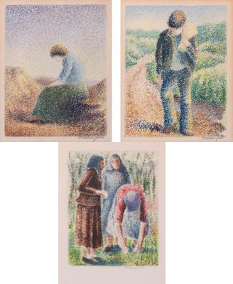 Pere Ventura Julia, 20th-century, Watercolor on Paper, Framed, Set of 3-AOI-1155501