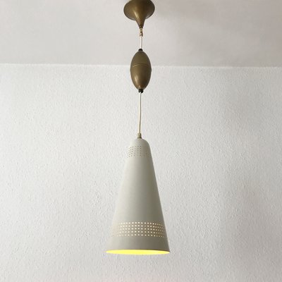 Perferorated Aluminum and Brass Pendant Lamp, 1960s-WPT-575721