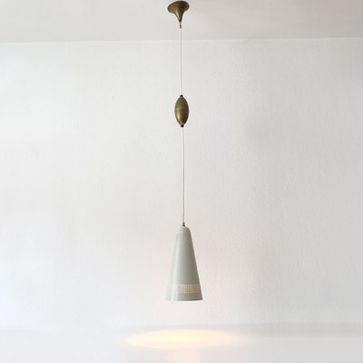 Perferorated Aluminum and Brass Pendant Lamp, 1960s-WPT-575721