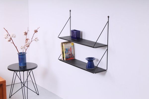 Perforated Black Metal Shelving Unit by Tjerk Reijenga for Pilastro, 1950s-XT-1360450