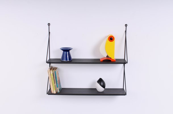 Perforated Black Metal Shelving Unit by Tjerk Reijenga for Pilastro, 1950s-XT-1360450