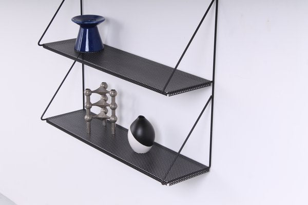 Perforated Black Metal Shelving Unit by Tjerk Reijenga for Pilastro, 1950s-XT-1360450