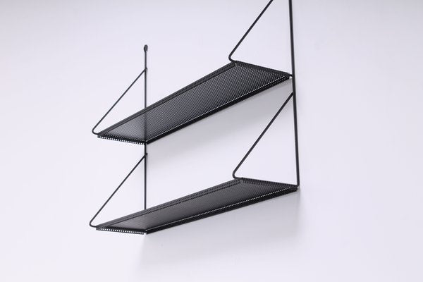 Perforated Black Metal Shelving Unit by Tjerk Reijenga for Pilastro, 1950s-XT-1360450