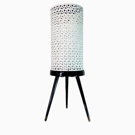 Perforated Metal Floor Lamp in Black and White in the Style of Stilnovo, Italy, 1950s