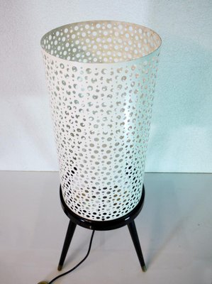 Perforated Metal Floor Lamp in Black and White in the Style of Stilnovo, Italy, 1950s-DEK-1122872