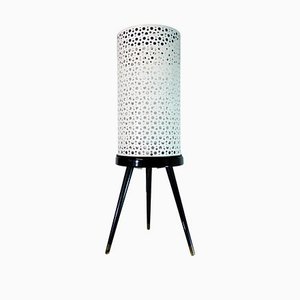 Perforated Metal Floor Lamp in Black and White in the Style of Stilnovo, Italy, 1950s-DEK-1122872