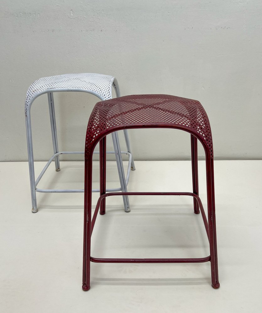 Perforated Metal Stools in the style of Maurizio Tempestini, 1980s, Set of 2