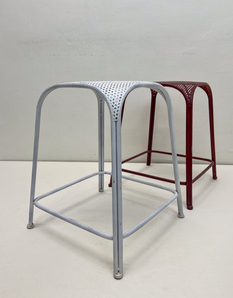 Perforated Metal Stools in the style of Maurizio Tempestini, 1980s, Set of 2