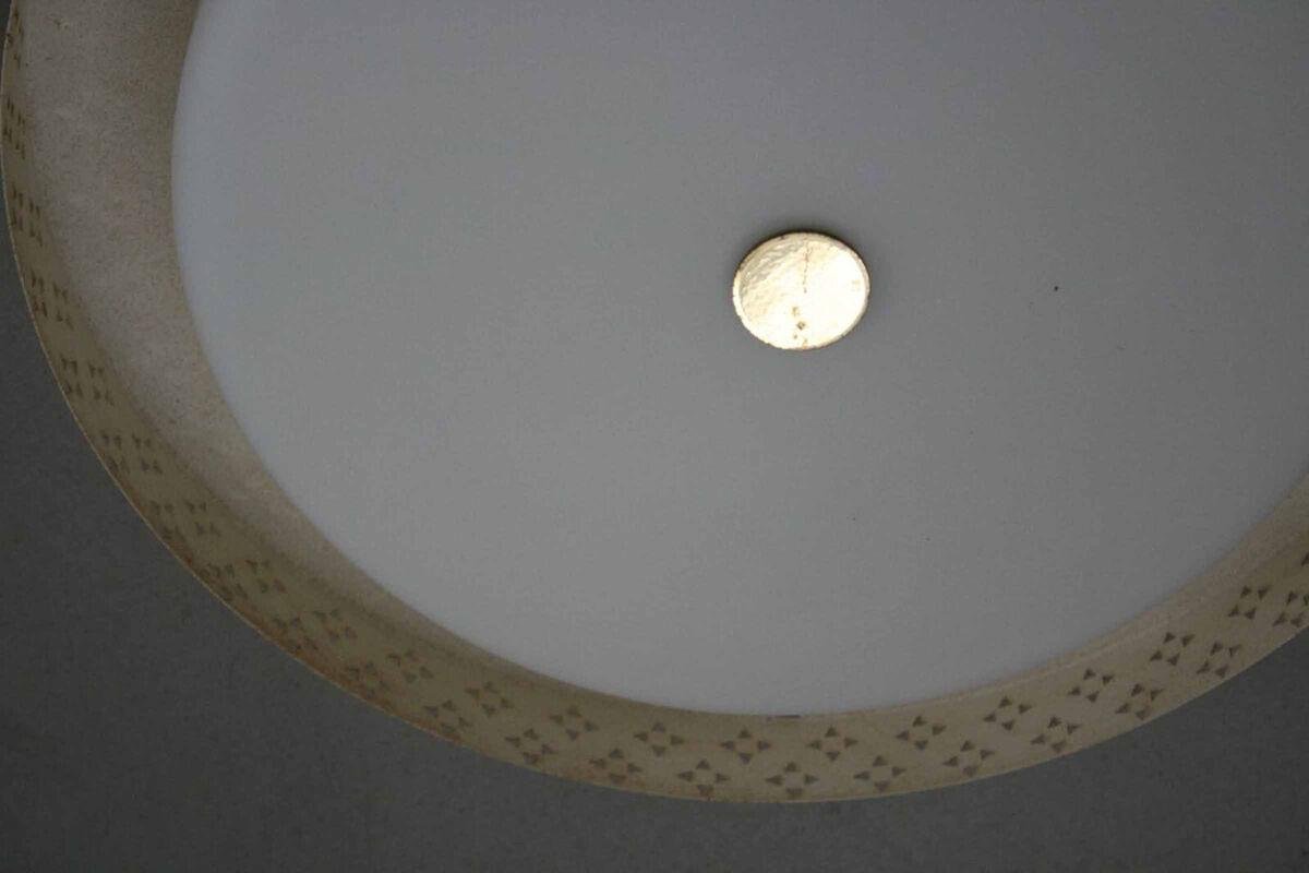 Perforated Sheet Brass Ceiling Lamp in the style of Mathieu Mategot, 1960s