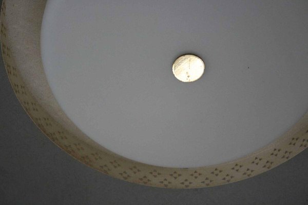 Perforated Sheet Brass Ceiling Lamp in the style of Mathieu Mategot, 1960s