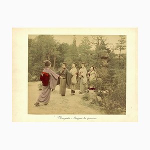 Performing Geishas in a Garden - Ancient Hand-Colored Albumen Print 1870/1890 1870/1890-ZCI-758904