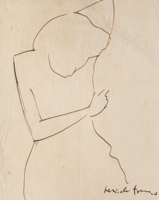 Pericle Fazzini, Figure of Woman, Ink Drawing, 1949-ZCI-852352