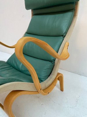 Pernilla 69 Armchair in Green Leather by Bruno Mathsson for Dux, 1960s-QVY-1752540