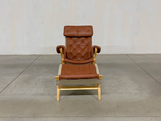 Pernilla 69 Lounge Chair with Ottoman by Bruno Mathsson for Dux, 1990s, Set of 4-WMP-1843405