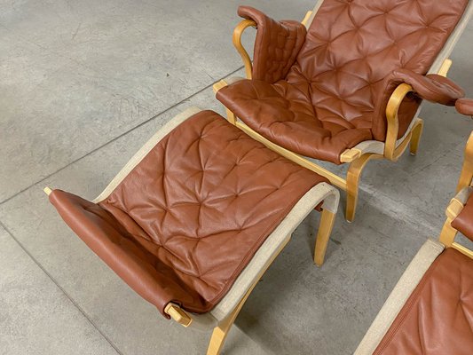 Pernilla 69 Lounge Chair with Ottoman by Bruno Mathsson for Dux, 1990s, Set of 4-WMP-1843405