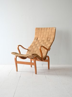 Pernilla Armchair and Foot Stool by Bruno Mathsson, 1960s-QWP-2042045