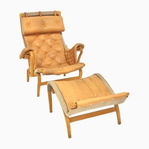 Pernilla Armchair & Ottoman by Bruno Mathsson for Firma Karl Mathsson, Sweden, 1960, Set of 2-GEK-1437867