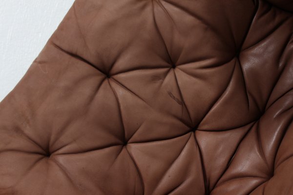 Pernilla Lounge Chair & Foot Rest in Beech and Chocolate Colored Aniline Leather by Bruno Mathsson for Dux, Sweden, 1970s-QQ-2022457