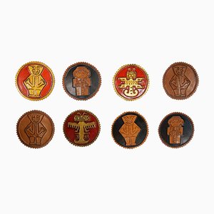 Peruvian Leather Plaques, 1950s, Set of 8-QFD-1054225