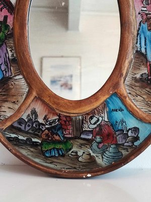 Peruvian Mirror Painted on Glass, 1950s-CAQ-2033768