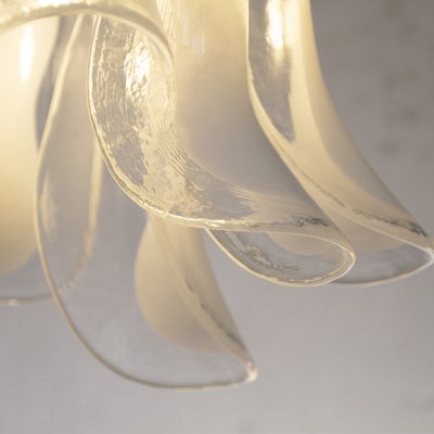 Petal Ceiling Lamp in Murano Glass Crystal and White Glass, 1990s-MPO-1722218