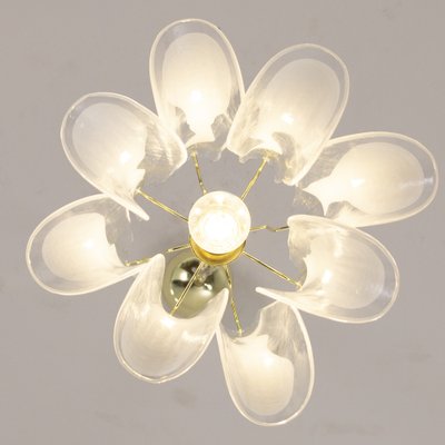 Petal Ceiling Lamp in Murano Glass Crystal and White Glass, 1990s-MPO-1722218