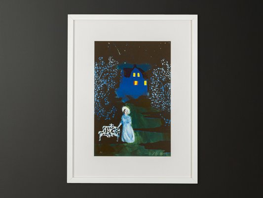 Peter Dahl, Lady at Night, Color Lithograph on Paper, Framed-GPP-1079963