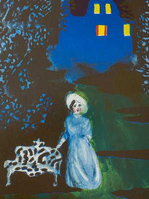 Peter Dahl, Lady at Night, Color Lithograph on Paper, Framed-GPP-1079963