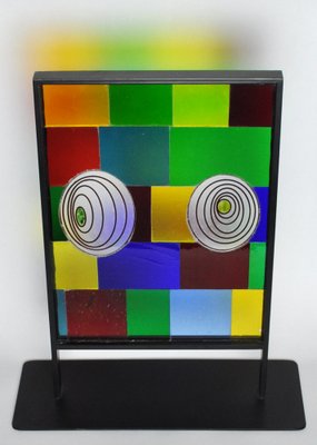 Peter Stuhr, Abstract Geometric Chameleon Sculpture, 2005, Steel & Stained Glass-HPQ-1408841