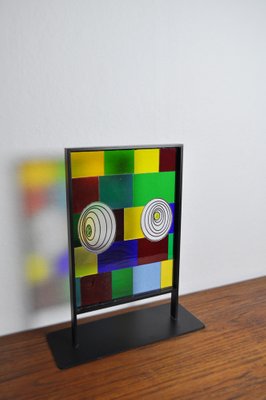 Peter Stuhr, Abstract Geometric Chameleon Sculpture, 2005, Steel & Stained Glass-HPQ-1408841