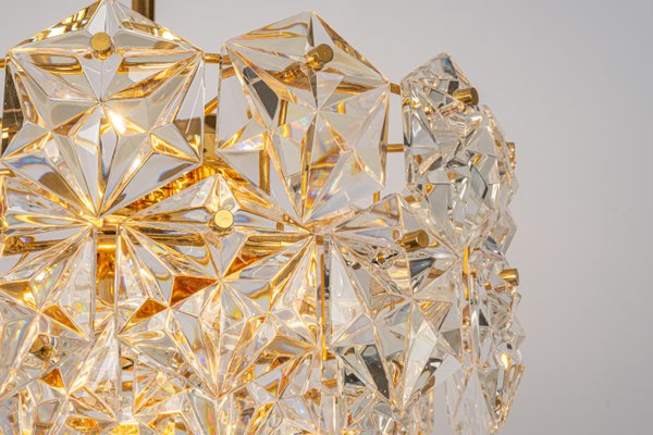 Petite Chandelier in Brass and Crystal Glass by Kinkeldey, Germany, 1970s-UGR-1159886