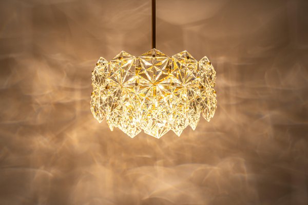 Petite Chandelier in Brass and Crystal Glass by Kinkeldey, Germany, 1970s-UGR-1159886