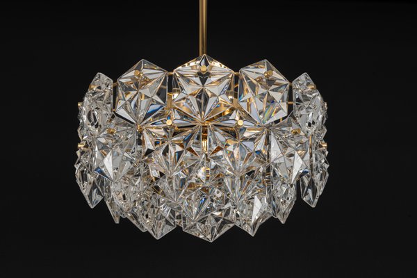 Petite Chandelier in Brass and Crystal Glass by Kinkeldey, Germany, 1970s-UGR-1159886