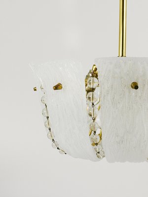 Petite Curved Basket Chandelier in Brass & Glass attributed to J. T. Kalmar for Kalmar, Austria, 1950s-MWV-2026690