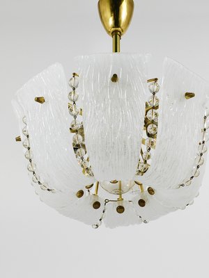 Petite Curved Basket Chandelier in Brass & Glass attributed to J. T. Kalmar for Kalmar, Austria, 1950s-MWV-2026690