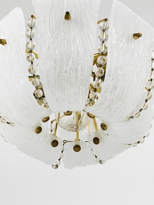 Petite Curved Basket Chandelier in Brass & Glass attributed to J. T. Kalmar for Kalmar, Austria, 1950s-MWV-2026690