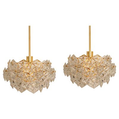 Petite German Brass and Crystal Glass Chandeliers by Kinkeldey, 1970s-UGR-1093008