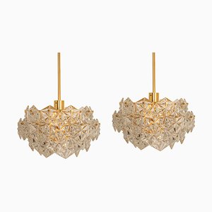 Petite German Brass and Crystal Glass Chandeliers by Kinkeldey, 1970s-UGR-1093008