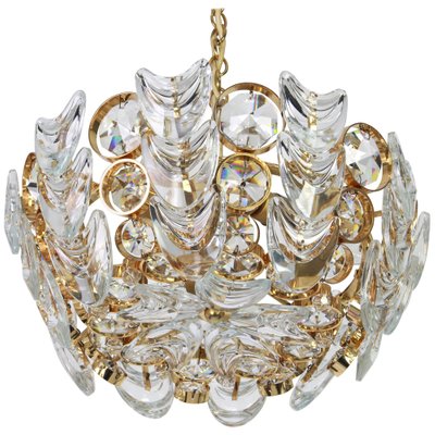 Petite German Gilt Brass and Crystal Glass Encrusted Chandelier from Palwa, 1970s-UGR-1086105