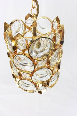 Petite German Gilt Brass and Crystal Glass Pendant from Palwa, 1970s-UGR-1086091