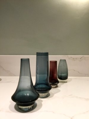 Petite Modern Finnish Glass Vase by Erkkitapio Signs for Riihimaki, Set of 4-SU-1091841