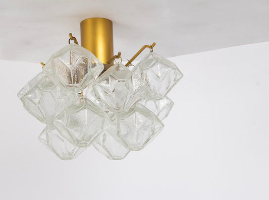 Petite Pagoda Glass Flush Mount attributed to Kalmar, Austria, 1960s