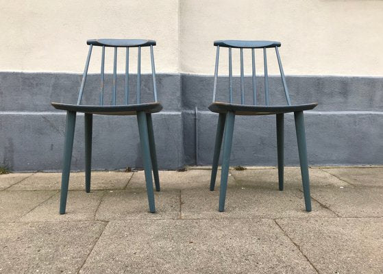 Petrol Blue J77 Chairs by Folke Pålsson for FDB, 1963, Set of 2-LCR-879113