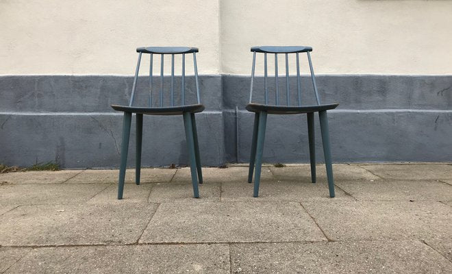 Petrol Blue J77 Chairs by Folke Pålsson for FDB, 1963, Set of 2-LCR-879113