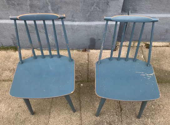 Petrol Blue J77 Chairs by Folke Pålsson for FDB, 1963, Set of 2-LCR-879113