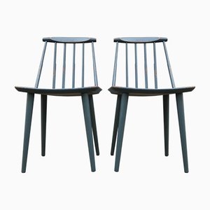 Petrol Blue J77 Chairs by Folke Pålsson for FDB, 1963, Set of 2-LCR-879113