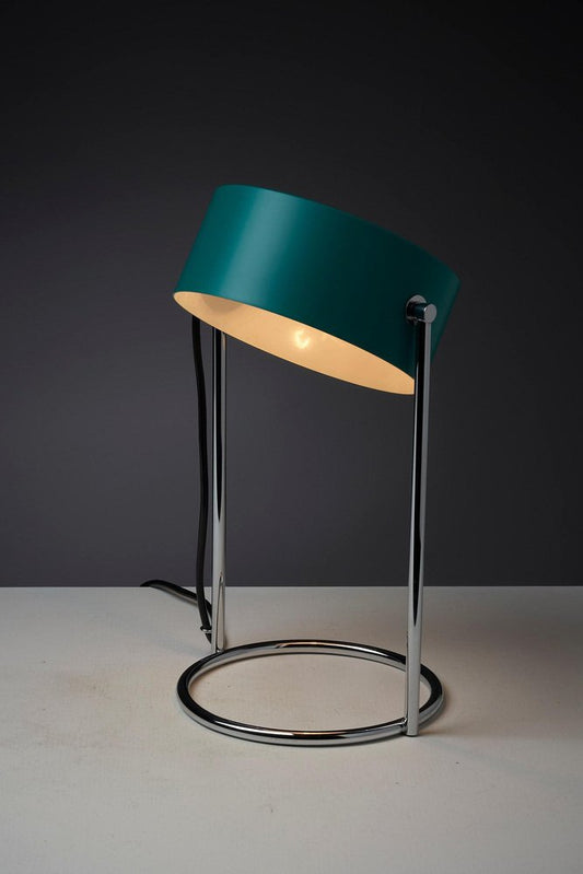 Petrol Green Table Lamp with Chromed Steel Base from Cosack Leuchten, 1970s